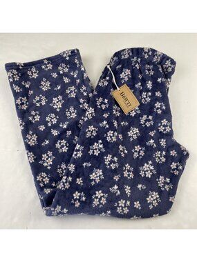 Born Fleece Pajama Pants Women’s M Blue Floral Plush Soft Cozy Lounge Sleepwear